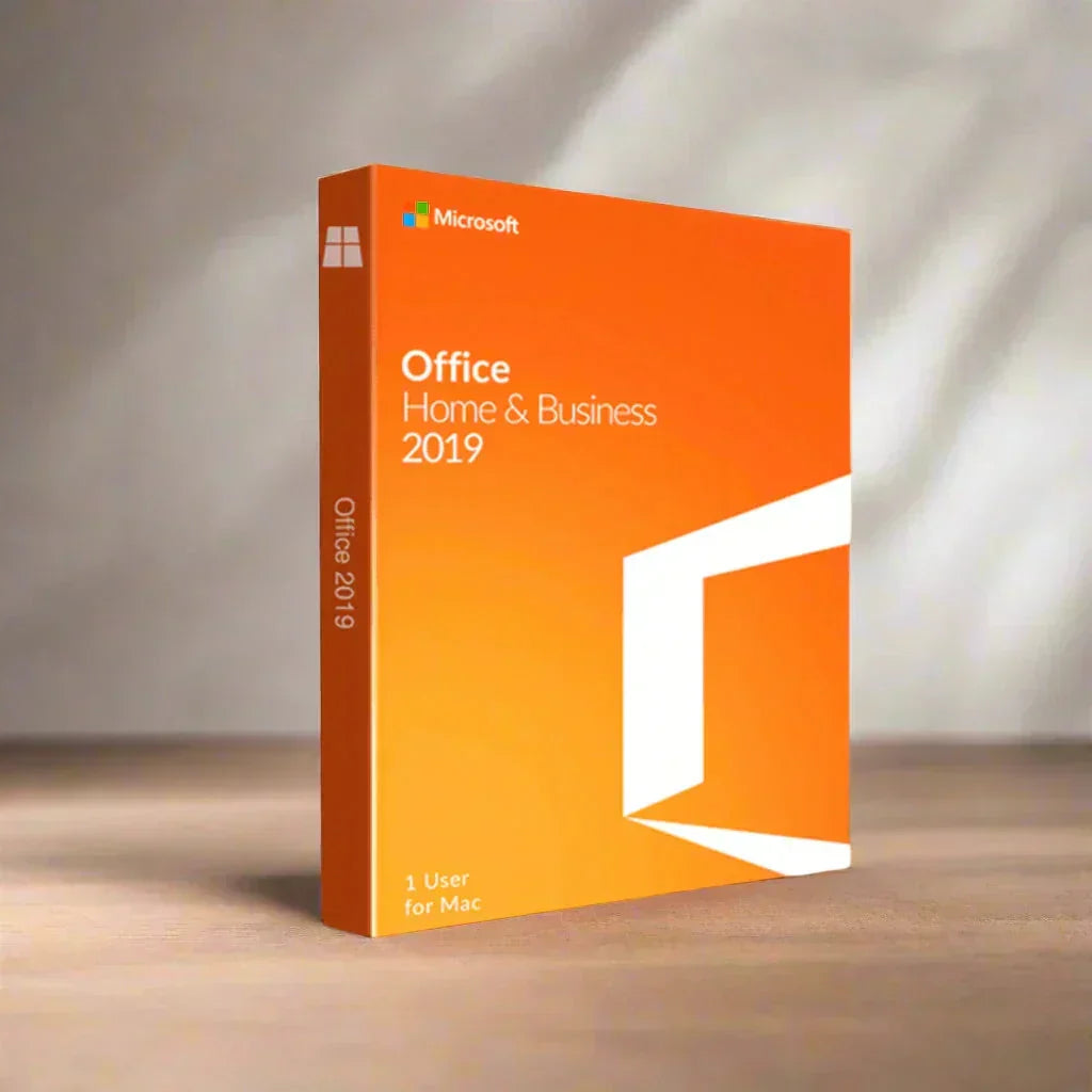 Microsoft Office 2019 for Mac purchase box showcasing Home and Business edition packaging